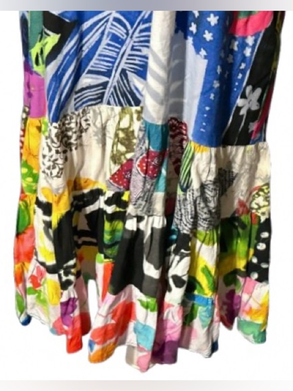 Vintage Jams World Dress Tropical Floral Boho Ruffle Short Sleeved Y2K 90s LG - Picture 2 of 15